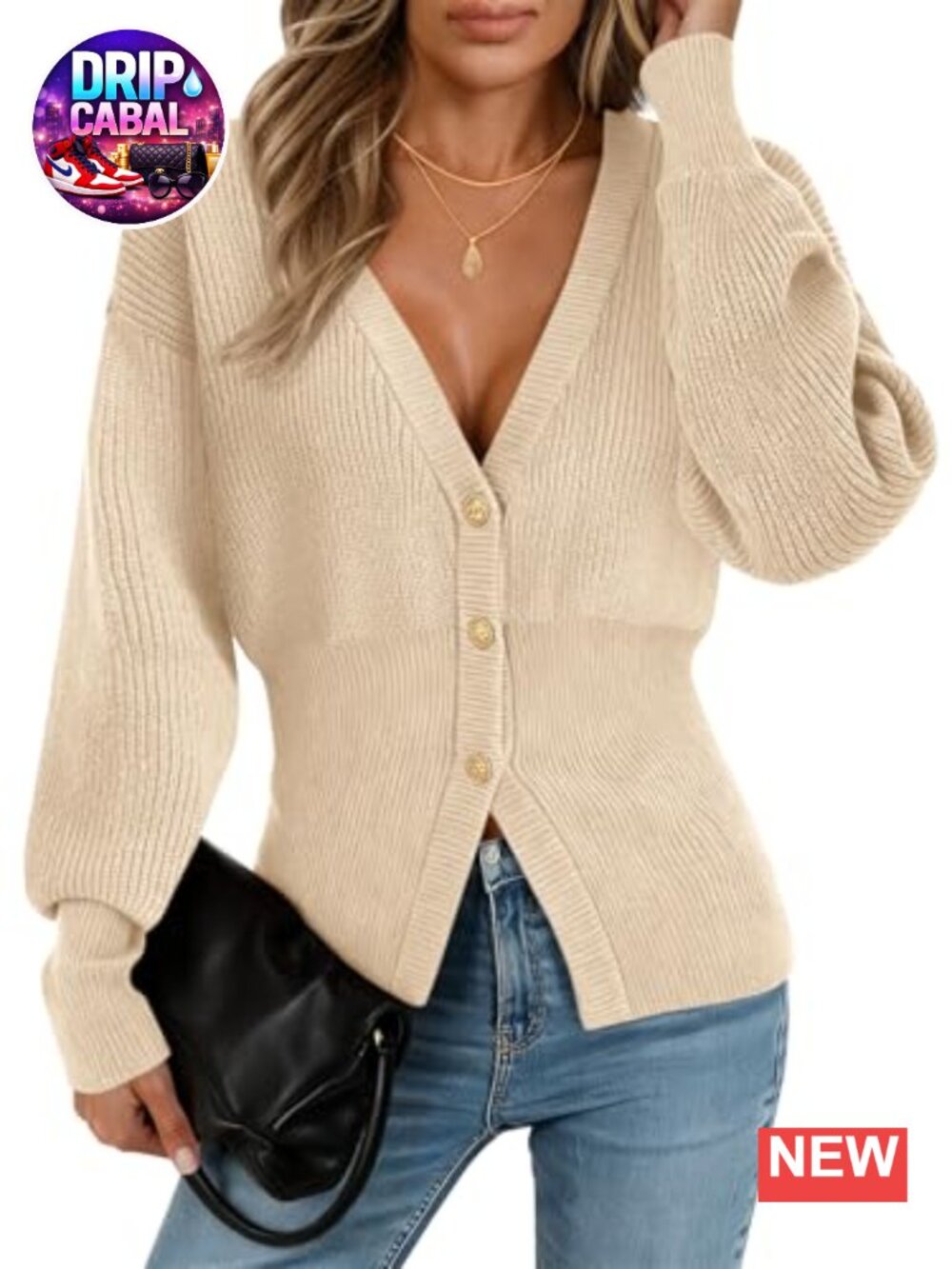 Chunky Knit Cardigan Open Front V Neck Long Sleeve Women's Sweater